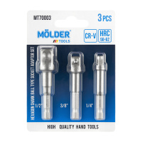 MT70003 Molder – Н-р переход. для торцевых головок MOLDER з Hex 1/4" на квадрат 1/4", 3/8", 1/2", 3шт в блистер у Запоріжжі
